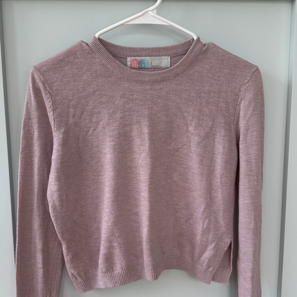 FREE PEOPLE BEACH Lavender Purple Knit Sweater Crewneck Small Cropped